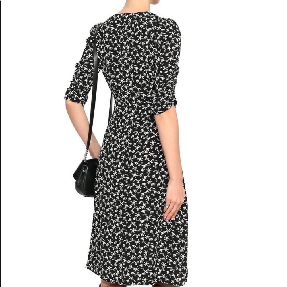 BA&SH Women's Coachella VNeck Black White Floral Midi Dress Fawn Dove Print SZ 1 - Picture 13 of 14